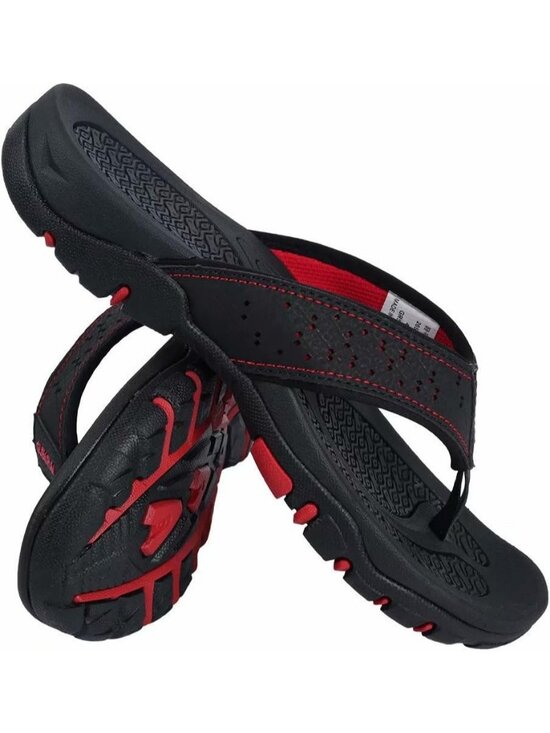 Mens Black Red Sport Flip Flops Comfort Outdoor Rubber Casual Thong Sandal Shoes main image 6